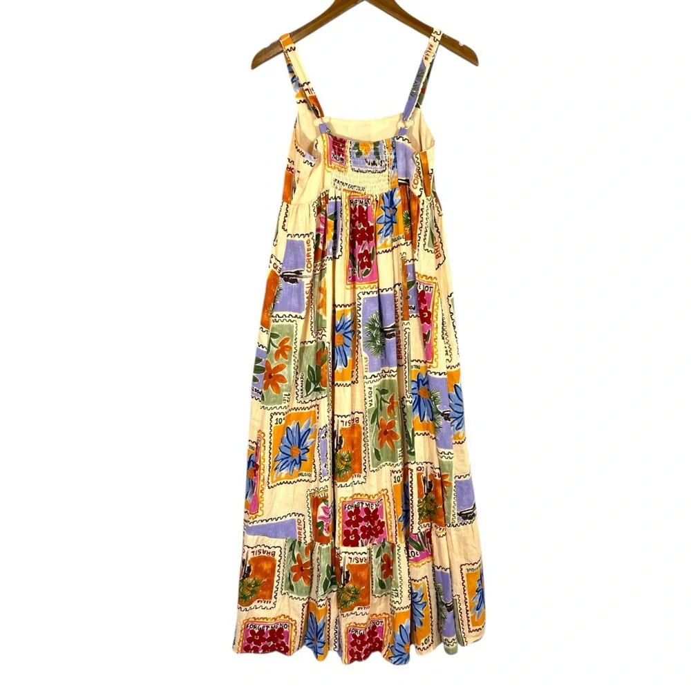 Anthropologie Paper Heart Womens Strappy Stamp Floral Postcard Maxi Dress XS - Picture 7 of 9